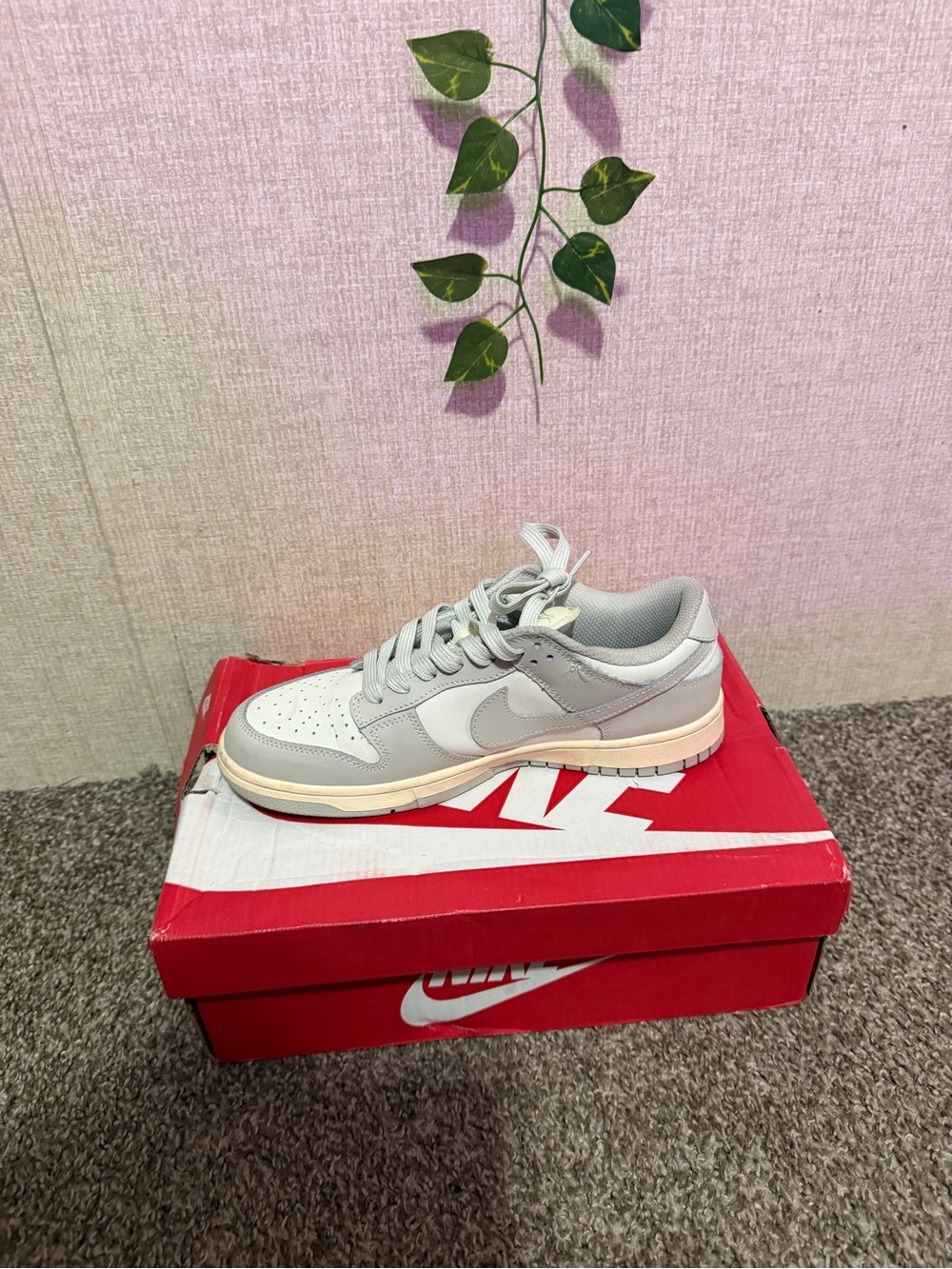 Nike Low-Top Sneaker in Gray and White with Cream Midsole